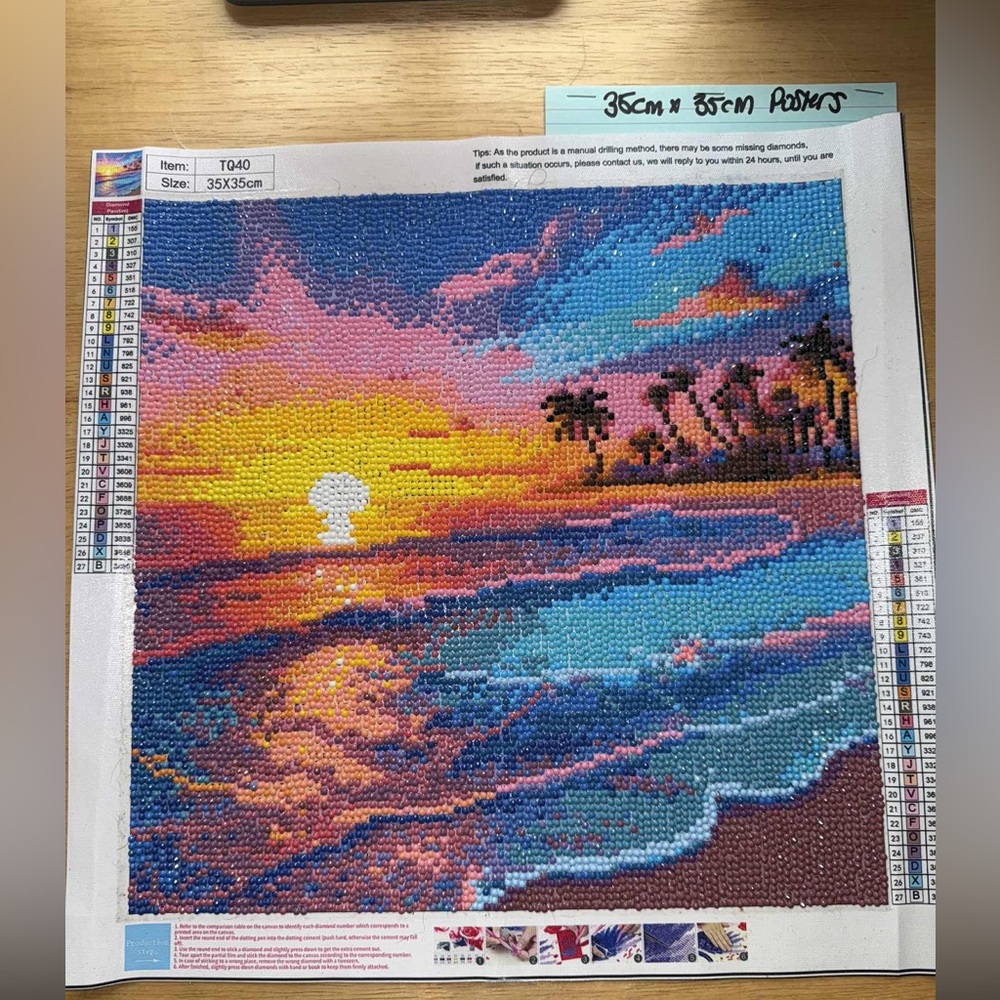 Completed by a cancer survivor Sunset Beach Diamond Painting Poster  35 x 35cm
